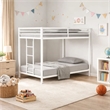 Ady Low Profile Twin Over Twin Bunk Bed with Ladder- White Metal Frame
