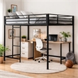 Ady Twin Size Loft Bed with Ladder and Guardrails- Black Metal Frame