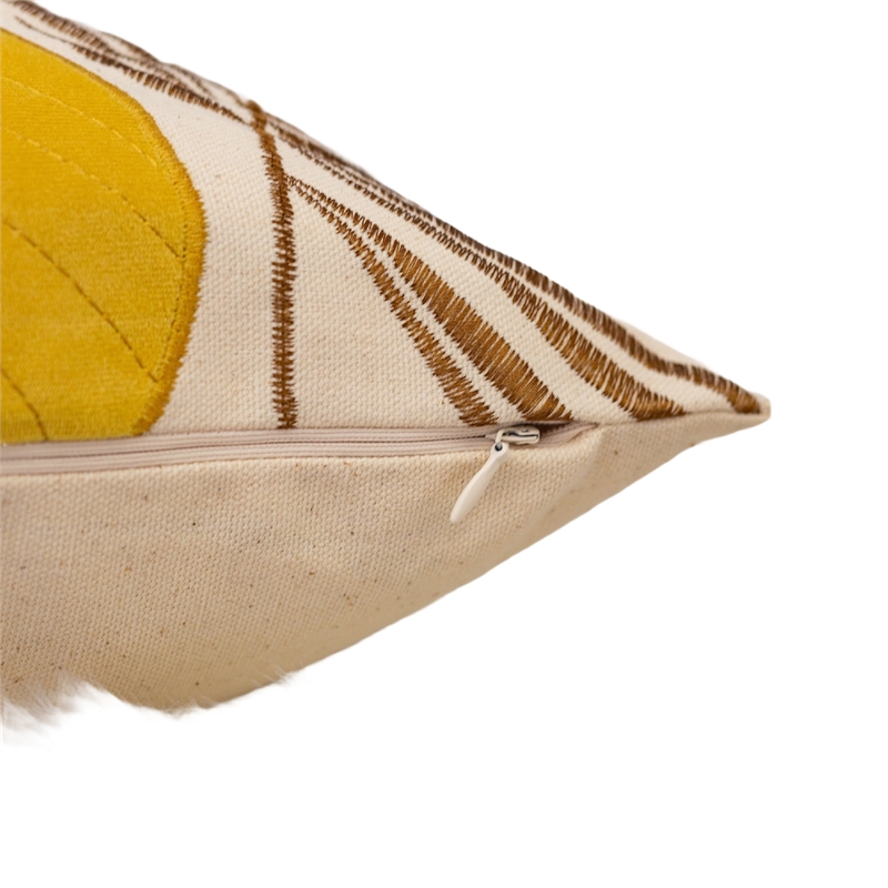 Lefy Accent Pillow Cover- Yellow Cover and White Leaf Vibes- 20 Inch Square