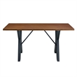 Dining Table- 59 Inch Rectangular Wood Top- Black Metal Trestle Base