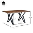 Dining Table- 59 Inch Rectangular Wood Top- Black Metal Trestle Base