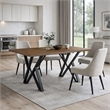 Dining Table- 59 Inch Rectangular Wood Top- Black Metal Trestle Base