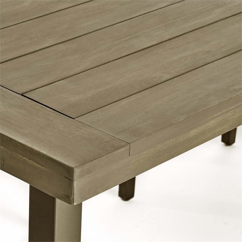 Kristi Outdoor Dining Table- Rectangular Wood Top- Gray Iron Legs- 69 Inch