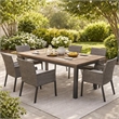 Kristi Outdoor Dining Table- Rectangular Wood Top- Gray Iron Legs- 69 Inch