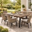 Kristi Outdoor Dining Table- Rectangular Wood Top- Gray Iron Legs- 69 Inch