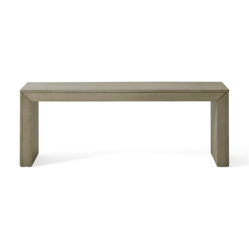 Accent Dining Bench- 48 Inch Taupe Gray Finish- Panel Legs Acacia Wood