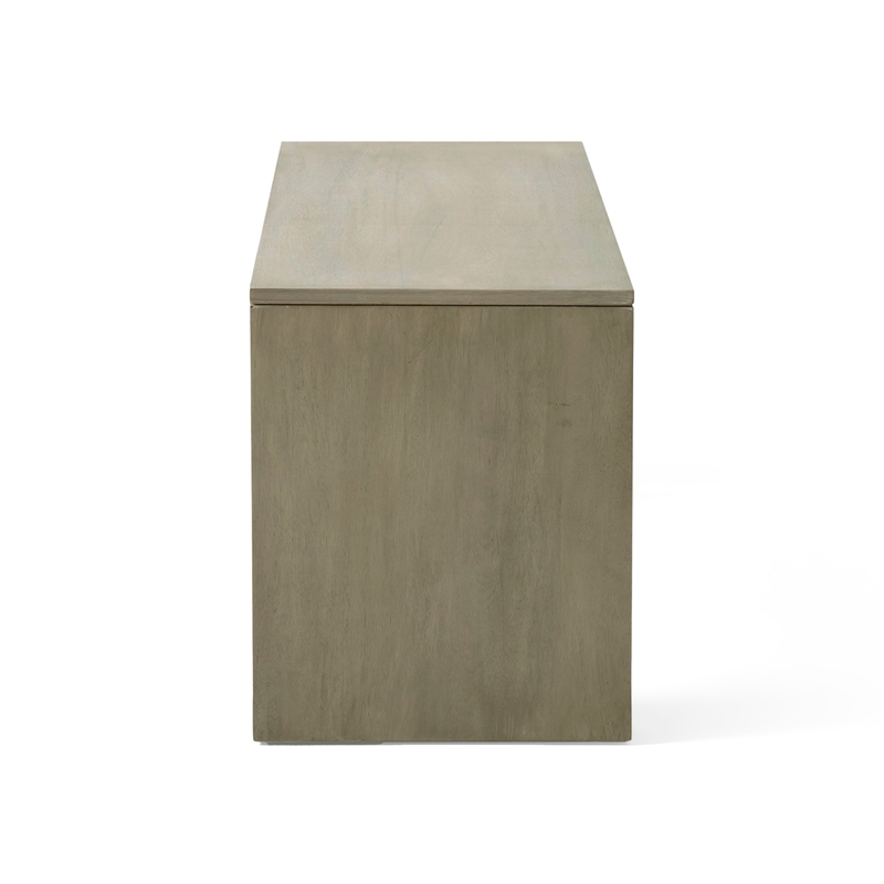 Accent Dining Bench- 48 Inch Taupe Gray Finish- Panel Legs Acacia Wood