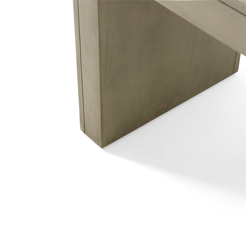 Accent Dining Bench- 48 Inch Taupe Gray Finish- Panel Legs Acacia Wood