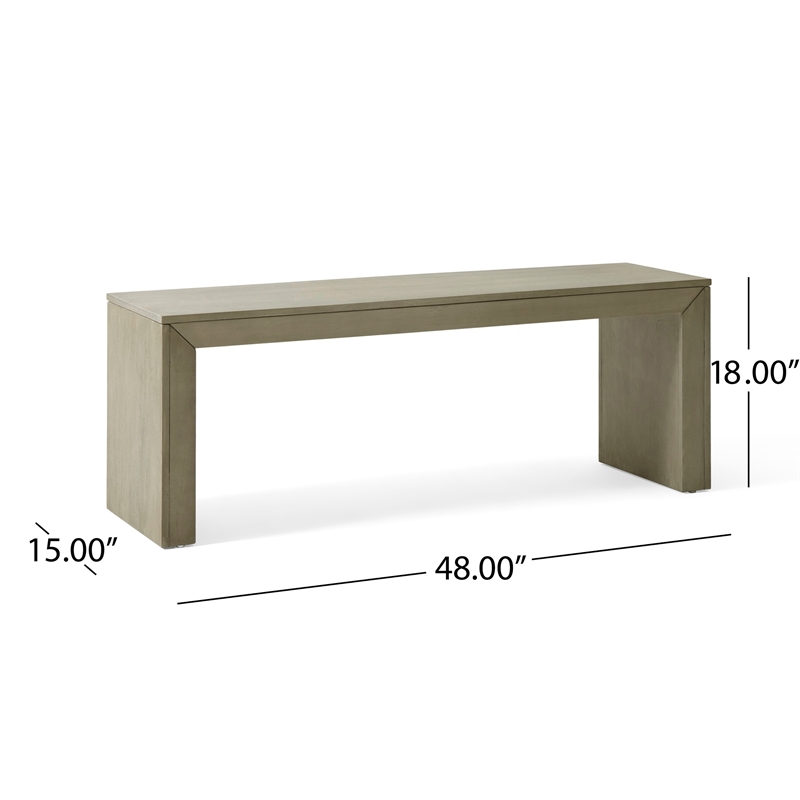 Accent Dining Bench- 48 Inch Taupe Gray Finish- Panel Legs Acacia Wood