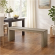 Accent Dining Bench- 48 Inch Taupe Gray Finish- Panel Legs Acacia Wood
