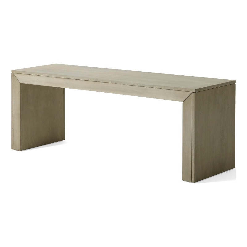 Accent Dining Bench- 48 Inch Taupe Gray Finish- Panel Legs Acacia Wood