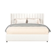 Deny Queen Storage Bed- 4 Drawers- Channel Tufted Ivory Boucle Upholstery