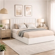 Deny Queen Storage Bed- 4 Drawers- Channel Tufted Ivory Boucle Upholstery