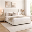 Nia Queen Bed- 2 Storage Drawers- Wingback Tufted Ivory Velvet Headboard
