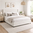 Nia Queen Bed- 2 Storage Drawers- Wingback Tufted Ivory Velvet Headboard