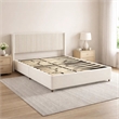 Nia Queen Bed- 2 Storage Drawers- Wingback Tufted Ivory Velvet Headboard