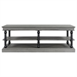Bard Coffee Table- 55 Inch Gray Veneer- 2 Tier Shelves- Black Metal Legs