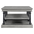 Bard Coffee Table- 55 Inch Gray Veneer- 2 Tier Shelves- Black Metal Legs