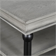Bard Coffee Table- 55 Inch Gray Veneer- 2 Tier Shelves- Black Metal Legs