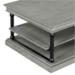 Bard Coffee Table- 55 Inch Gray Veneer- 2 Tier Shelves- Black Metal Legs