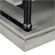 Bard Coffee Table- 55 Inch Gray Veneer- 2 Tier Shelves- Black Metal Legs
