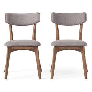 Bety Dining Side Chair Set of 2- Midcentury Design- Dark Gray Fabric