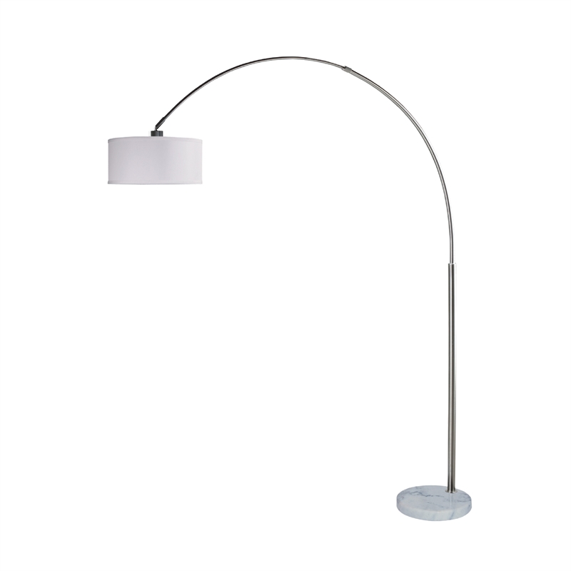 Arch Floor Lamp with Adjustable Arm- White Shade- Marble Base- 81 Inch