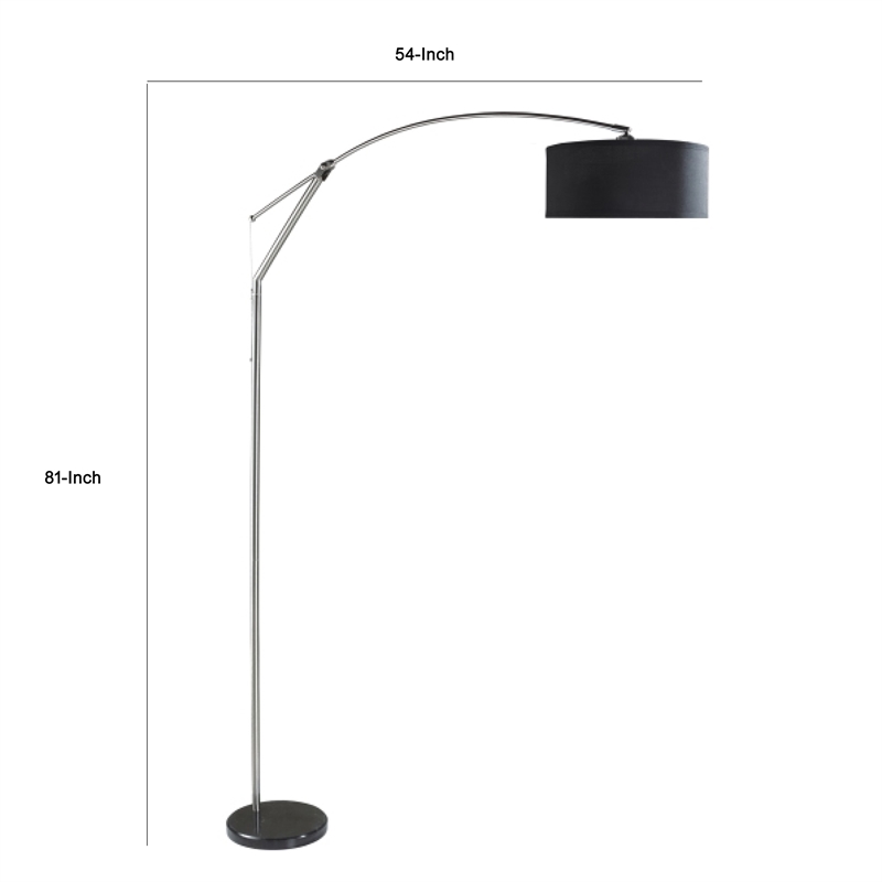 Arch Floor Lamp- Adjustable Arm and Black Genuine Marble Base- 81 Inch