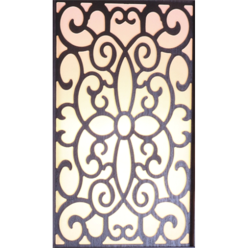 Corner Floor Lamp- 3 Shelves- Floral Carved White Fabric Shade- Brown Wood