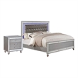 Queen Bedroom Set- Silver Wood- 2 Piece Set with Nightstand