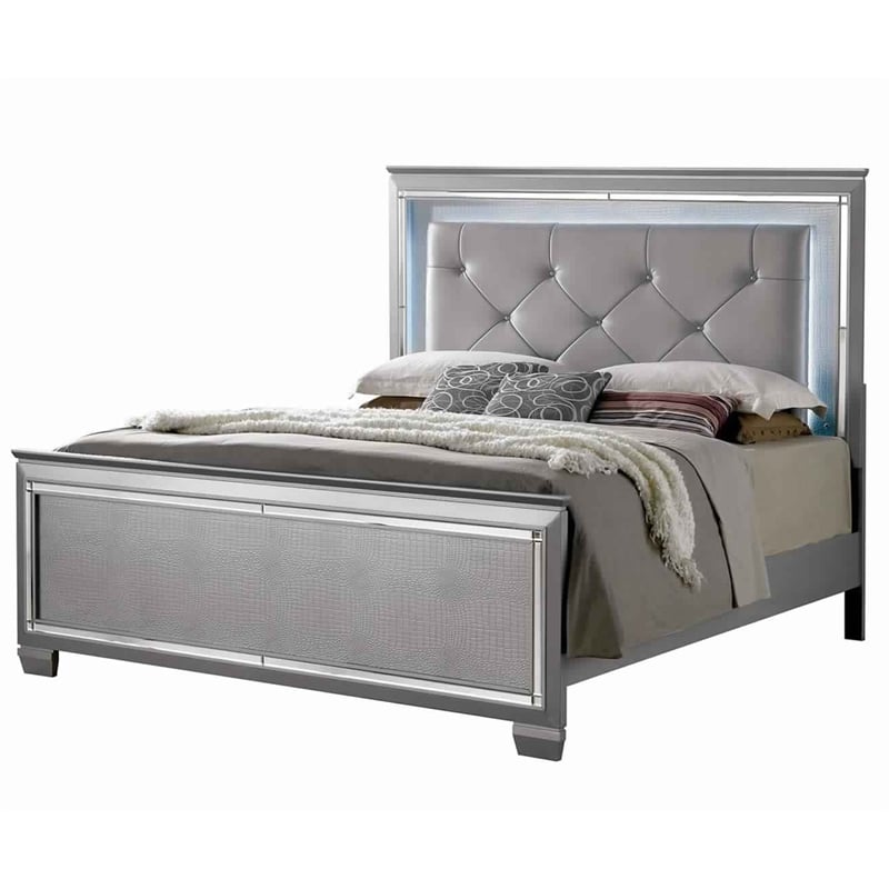 Queen Bedroom Set- Gray Wood- 2 Piece Set with Nightstand