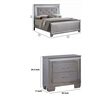 Queen Bedroom Set- Gray Wood- 2 Piece Set with Nightstand