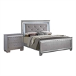 Queen Bedroom Set- Gray Wood- 2 Piece Set with Nightstand