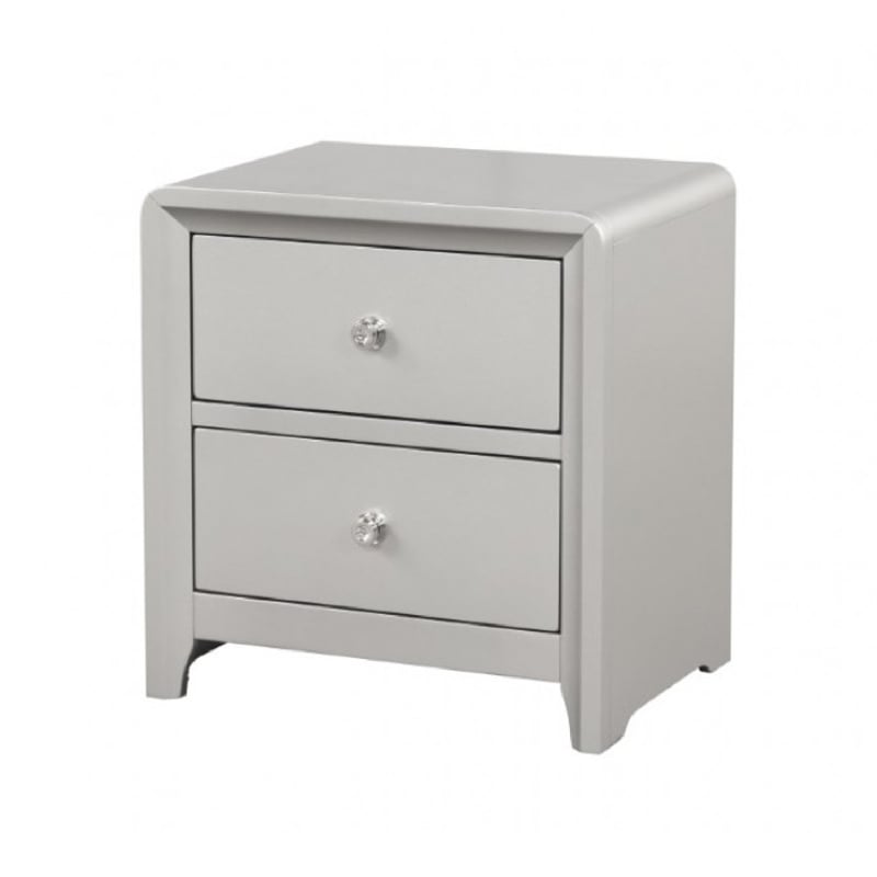 Queen Bedroom Set- Champagne Gray-Champagne Silver Wood-2 Piece Set w Nightstand