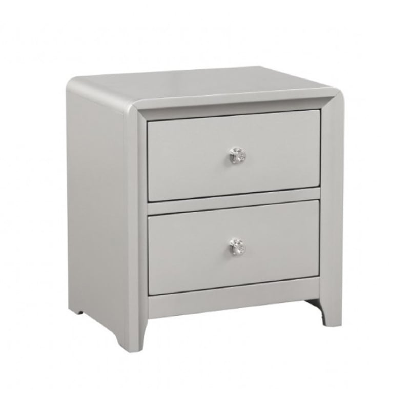 Queen Bedroom Set- Champagne Gray-Champagne Silver Wood-2 Piece Set w Nightstand
