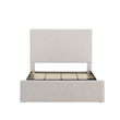 Zely Queen Size Bed with Tall Headboard- Textured Ivory Upholstery