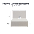 Zely Queen Size Bed with Tall Headboard- Textured Ivory Upholstery