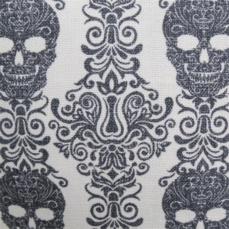Ary Square Throw Pillow- Black and White Gothic Damask Skull Design- 20 Inch