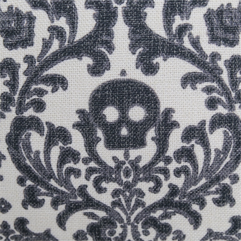 Ary Throw Pillow- Black and White Baroque Skull Design- 20 Inch Square