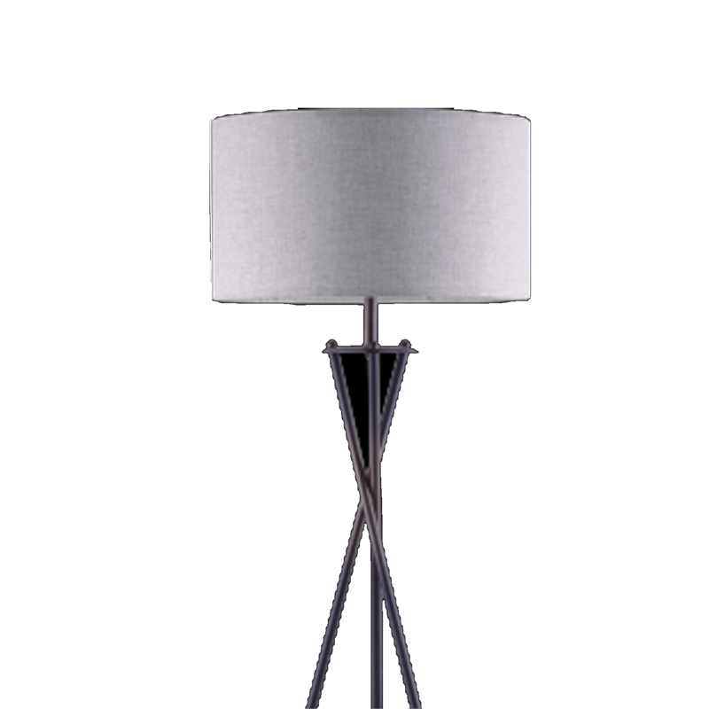 Floor Lamp with Beige Drum Shade- 65 Inch Bronze Metal Tripod Base