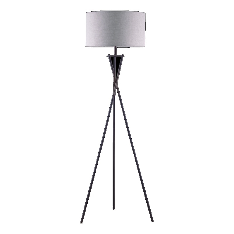 Floor Lamp with Beige Drum Shade- 65 Inch Bronze Metal Tripod Base