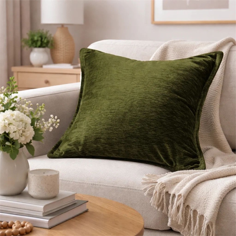 Dey Throw Pillow Cover- Deep Forest Green Velvet Luxe Shine- 20 Inch Square