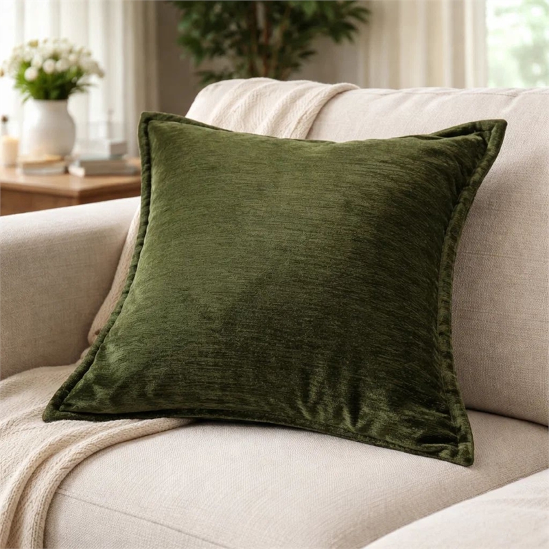Dey Throw Pillow Cover- Deep Forest Green Velvet Luxe Shine- 20 Inch Square