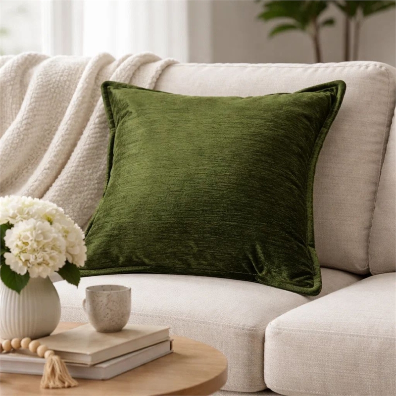 Dey Throw Pillow Cover- Deep Forest Green Velvet Luxe Shine- 20 Inch Square