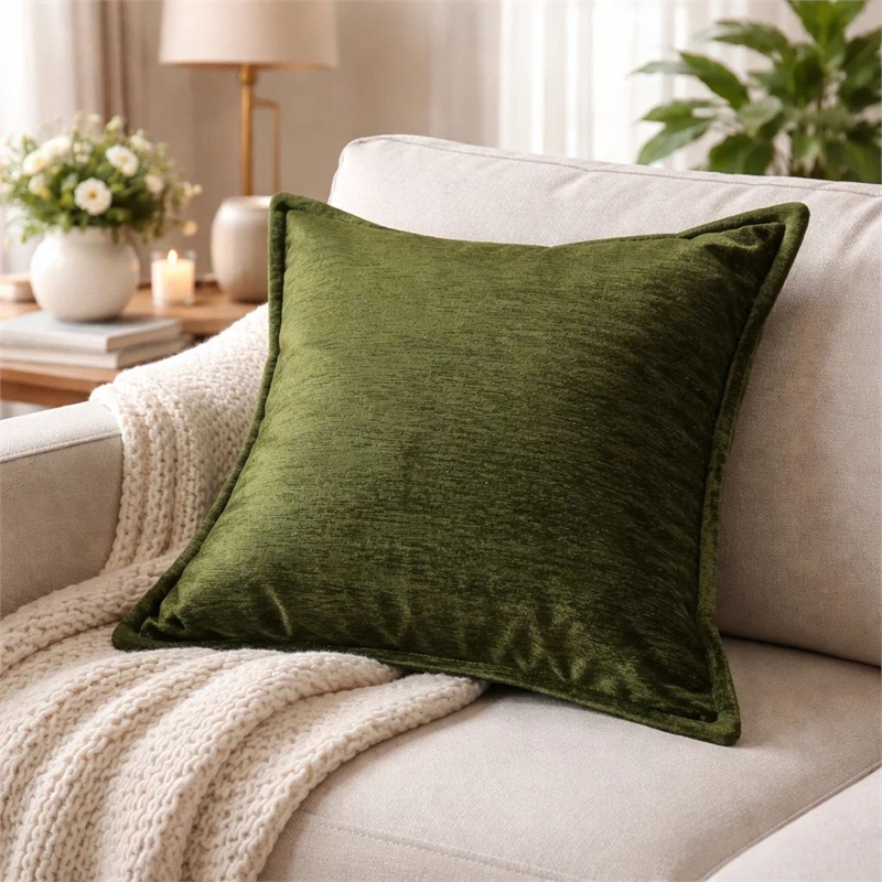 Dey Throw Pillow Cover- Deep Forest Green Velvet Luxe Shine- 20 Inch Square