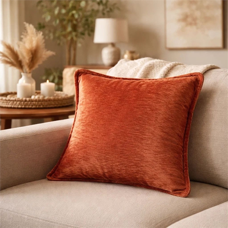 Dey Throw Pillow Cover- Rose Copper Brown Velvet Luxe Shine- 20 Inch Square