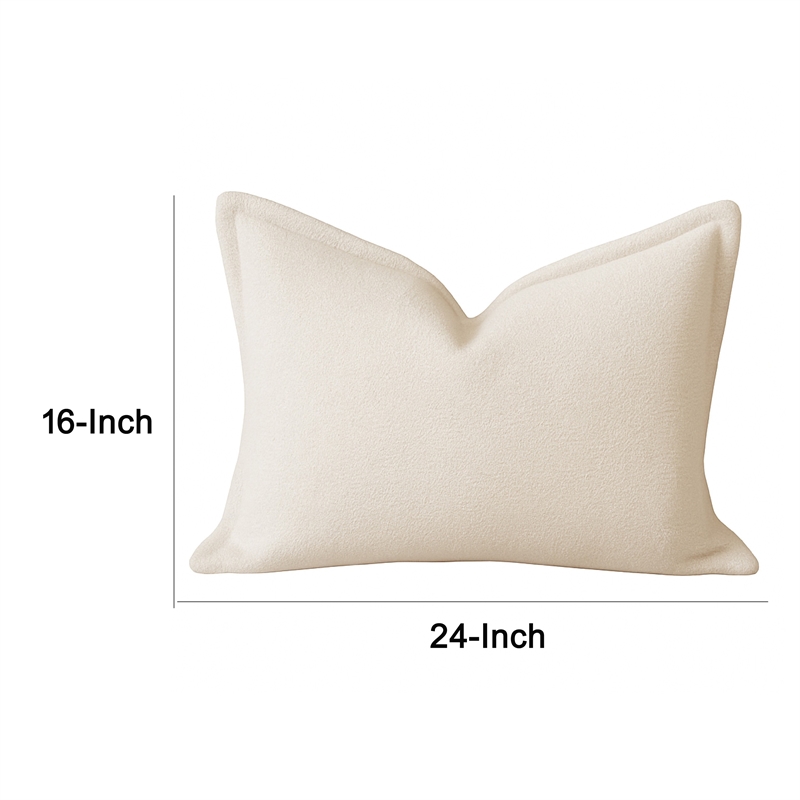 Hez Lumbar Throw Pillow- Flexible Ivory Fabric with Tailored Edges- 16x24