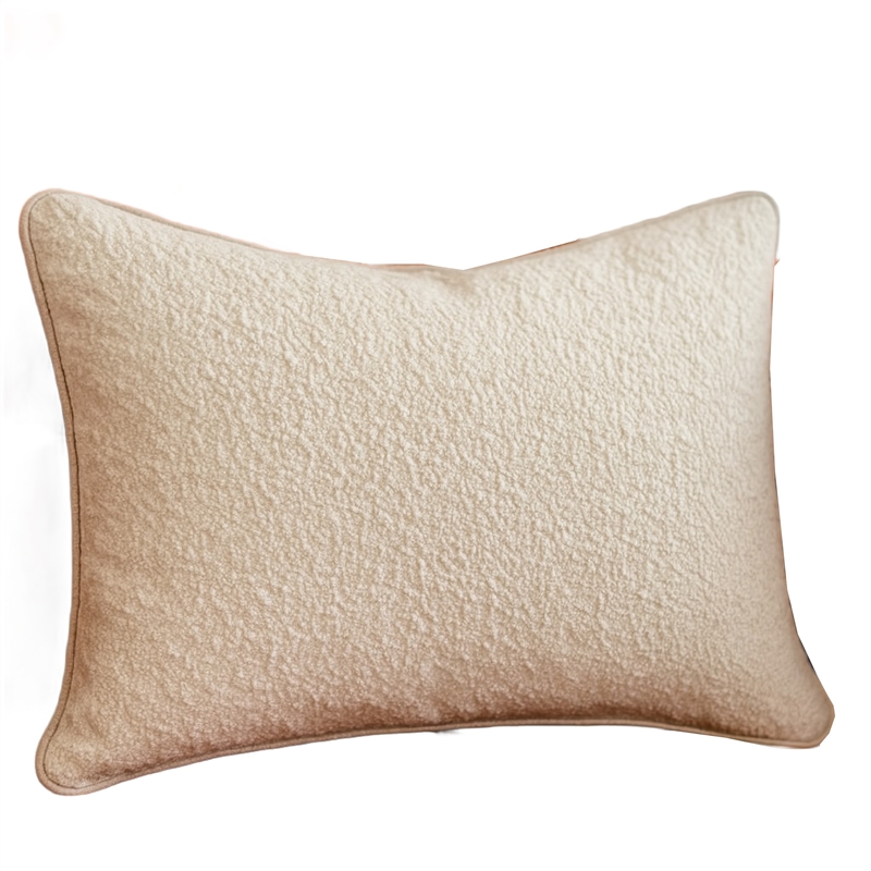 Hez Lumbar Throw Pillow- Plush Ivory Textured Fabric- 16x24 Rectangular