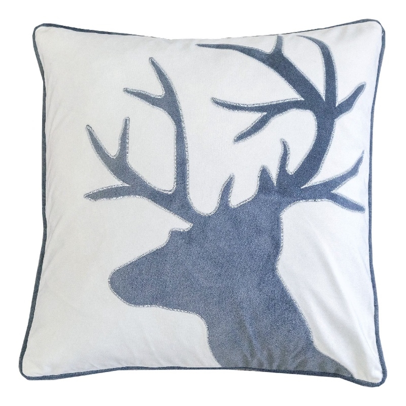 Holiday Accent Pillow Cover- White and Gray Reindeer Velvet- 20 Inch Square