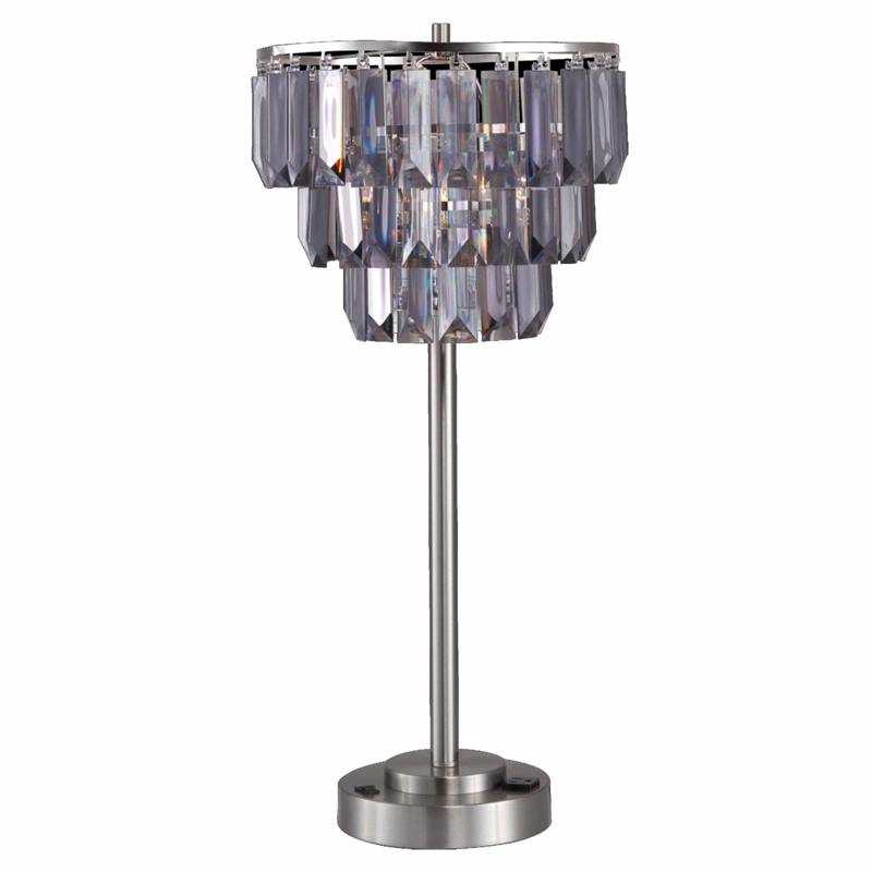 Lesy Accent Table Lamp- 28 Inch- Smoke Gray Crystal Shade- Metal Base